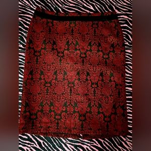 Vintage Talbots Goth Damascus Pencil Skirt Sz 8 red black gothic vamp victorian